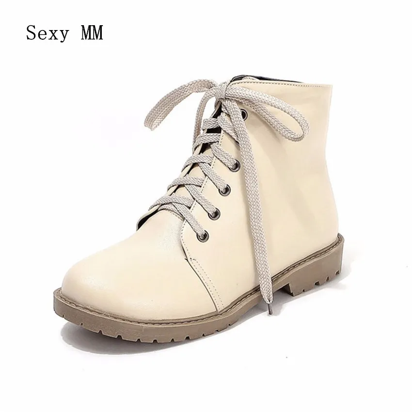 

Spring Autumn Winter Flat Women Ankle Boots Lace Up Casual Shoes Woman Short Boots High Quality Plus Size 34-40.41.42 botas