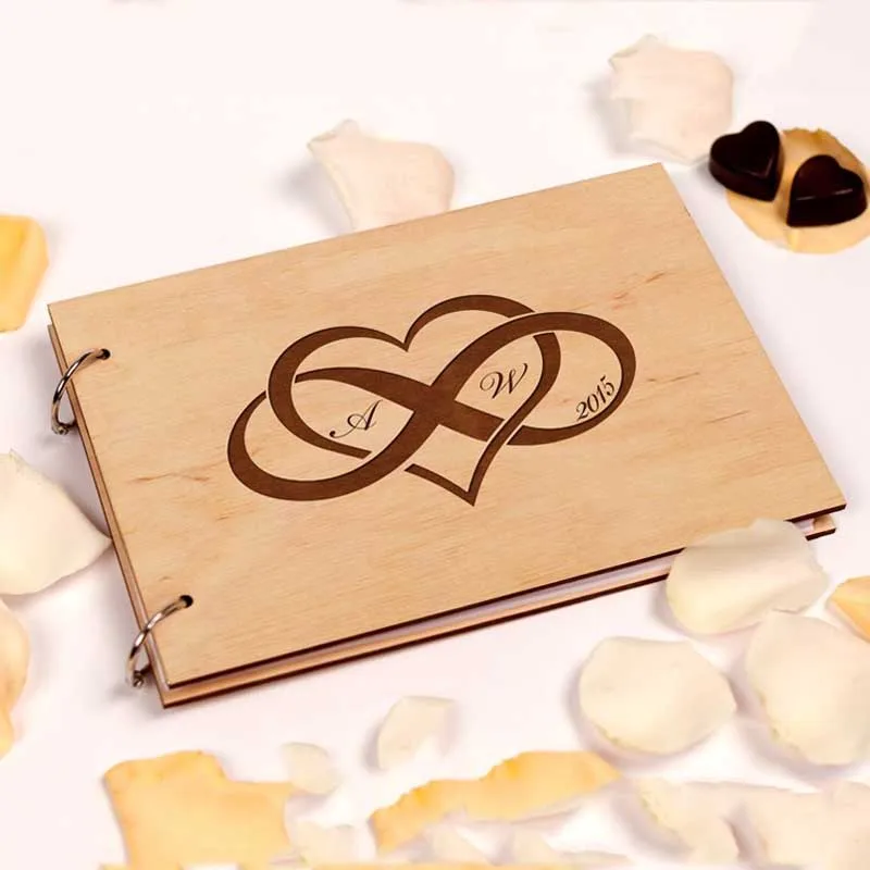 

Heart Love Wedding Guest Book Shower Infinity Wedding Keepsake Wedding Guestbook Rustic Custom Bridal Wedding Notebook
