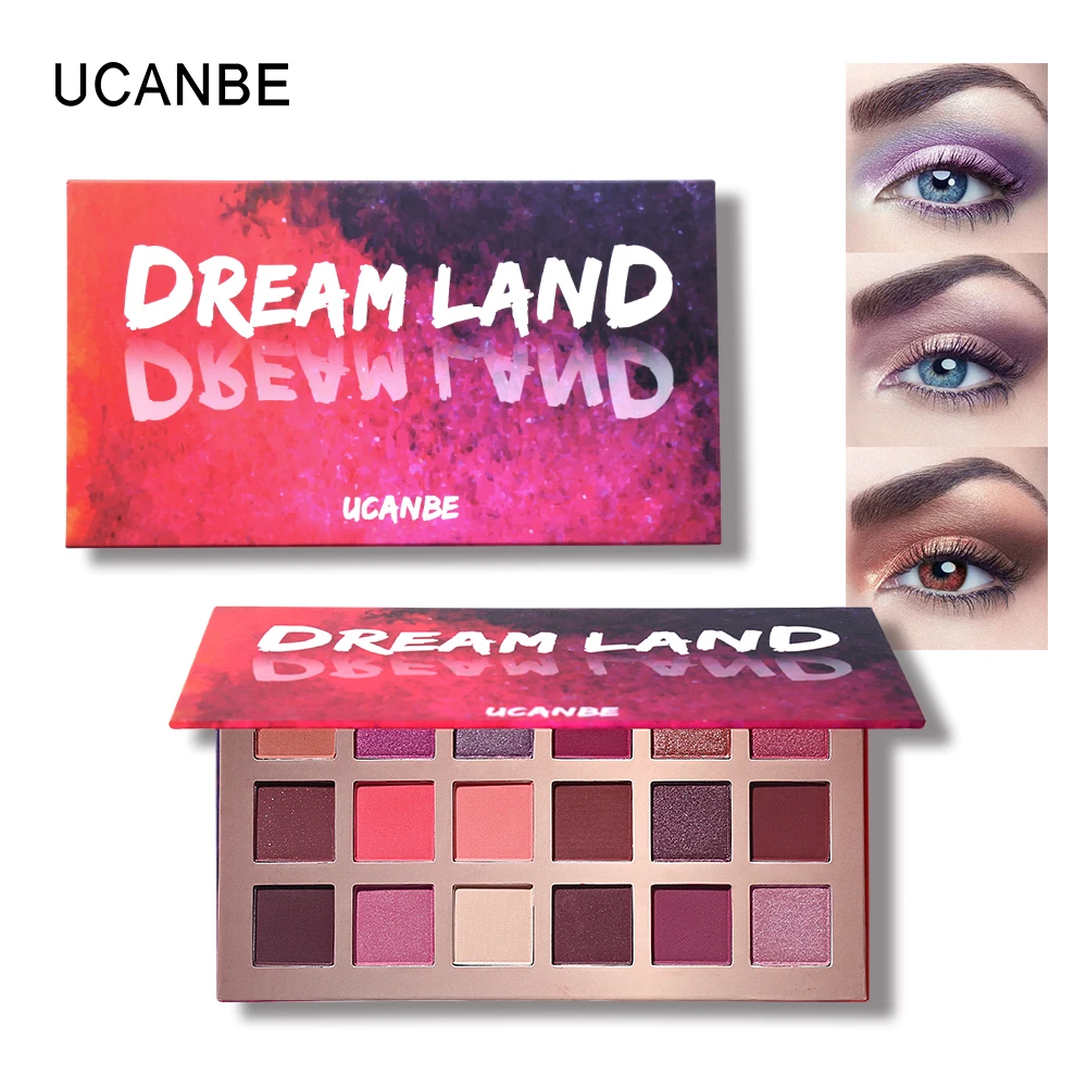 

UCANBE 18 Colors Shimmer Matte Dreamland Eyeshadow Makeup Palette Purple Pink Pigmented Eye Shadow Powder Waterproof Cosmetics