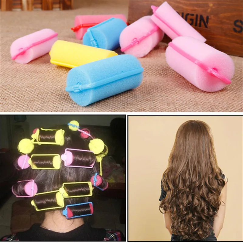 2019New 10PCS Sleeping Bendy Hair Curlers Sponge Hair Roller Large Pear