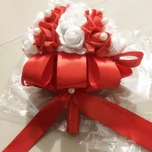 Фиолетовый свадебный букет ручной работы Цветы Декоративные искусственные розы цветы жемчуг Невесты Свадебный букет s AA01