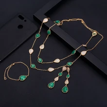 Janeklly, Трендовое свадебное ожерелье, серьги для женщин, аксессуары, полный кубический цирконий, наборы свадебных ювелирных изделий, pendientes mujer moda