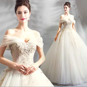 

Luxury Evening Party Champagne Dress Women Lace Handmade Heavy Wedding Bridla Formal Dress Ball Gown For Lady Plus Size 5XL 6XL