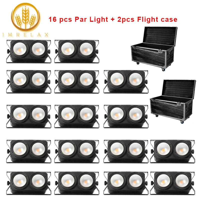 

IMRELAX 2018 Powerful 16PCS 2*100W COB LED Audience Light With Anti Glare Lens Warm White DMX Par LED Can Light With Flight Case