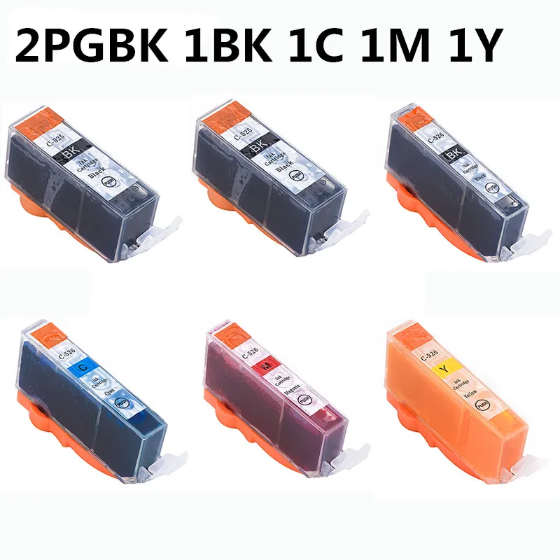 Для Canon PGI-525 CLI-526 полный чернильный картридж совместим с Canon Pixma MG6150 MG6250 MG5350 iX6550 MG5250 iP4850 iP4950 MG8150 - Цвет: 2PGBK 1BK 1C 1M 1Y