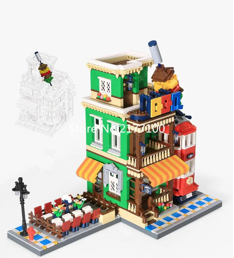 wange 6313 идеи серии барбекю Ресторан модель строительные блоки классическая архитектура игрушки для детей