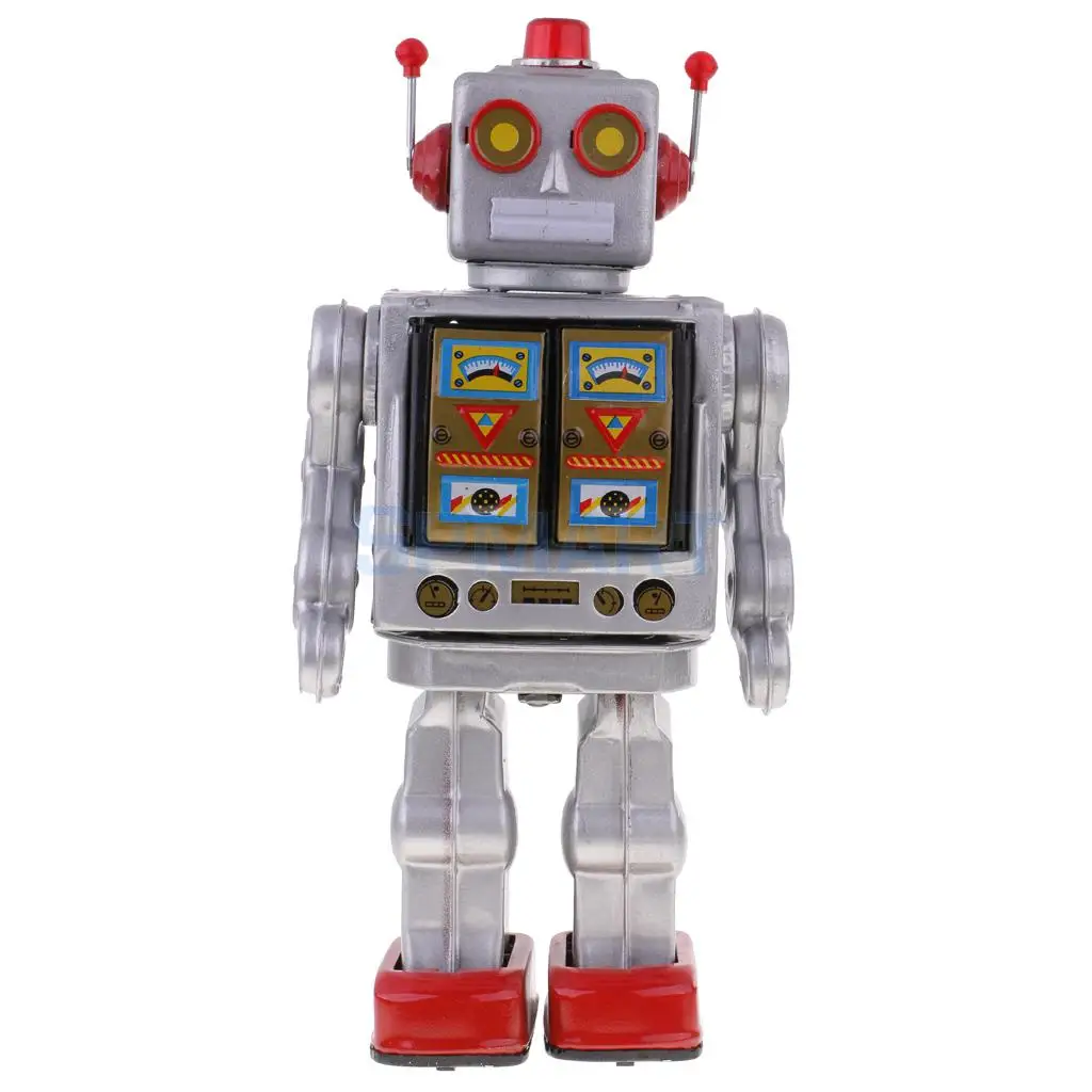 Ретро Винтаж на батарейках механический ходячий электрон жестяной робот игрушка коллекционные вещи детские игрушки для детей и взрослых подарки - Цвет: Silver