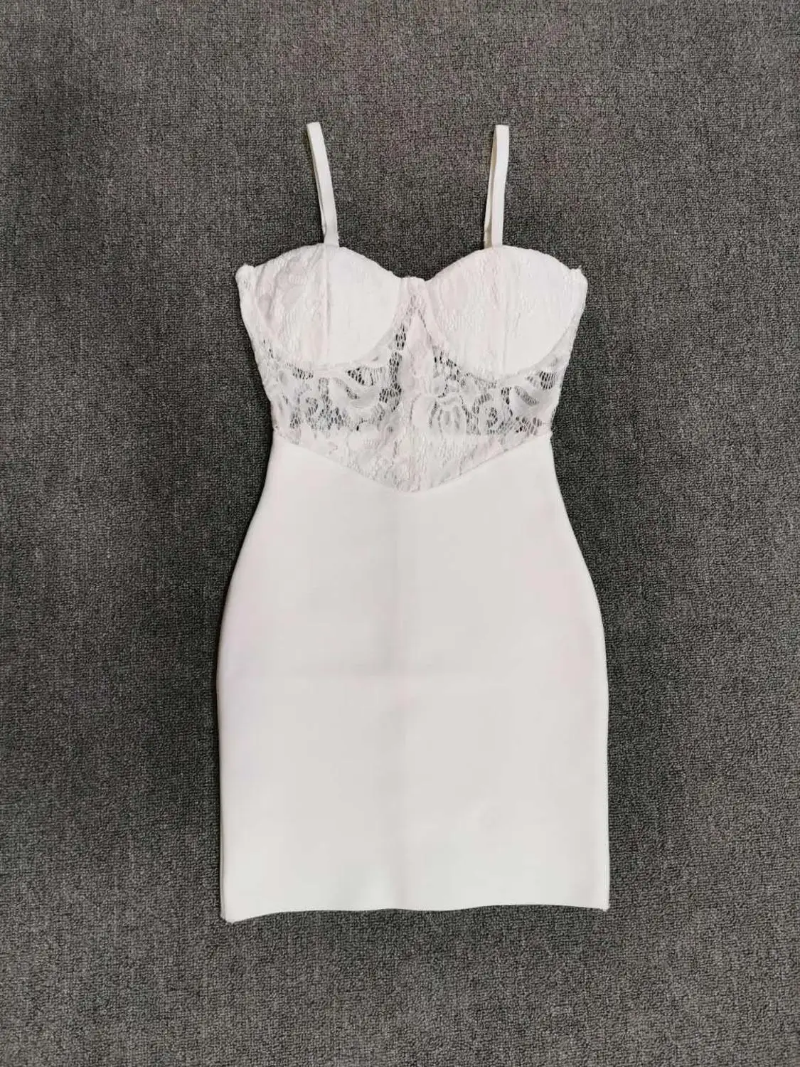 Горячая распродажа сексуальное Белое Кружевное Бандажное платье с бретельками дизайнерские вечерние платья Vestido