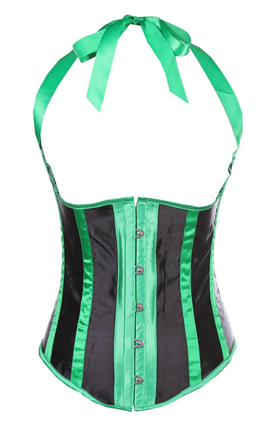 Женский сексуальный корсет в полоску с бретельками под грудь с бретельками на шее, бурлескная Клубная одежда, Бюстье размера плюс S-6XL - Цвет: green