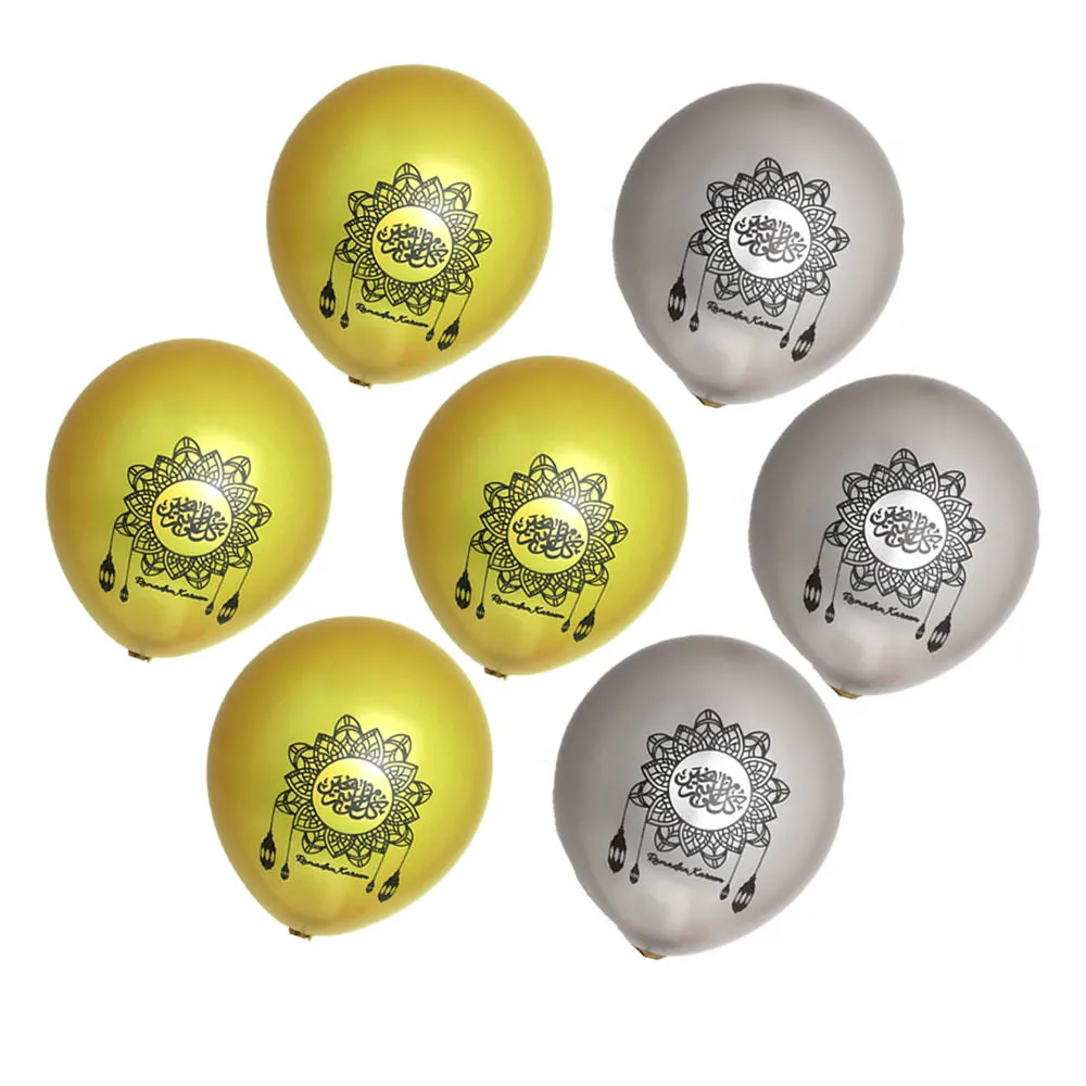 50pcs Gold Silver Ramadan Kareem Balloons, Colorful Ramadan Balloons