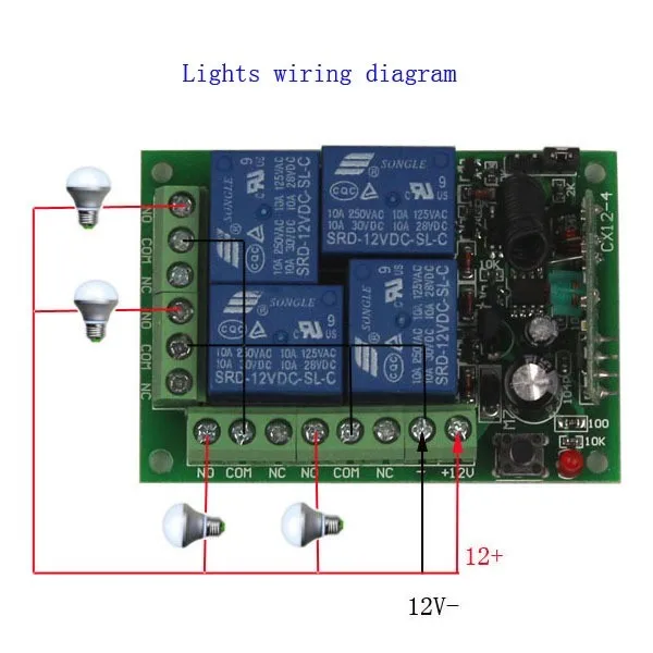 12V 4CH Channel Relay RF Wireless Remote Control-4