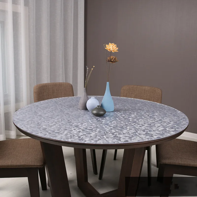 2019 round pvc table cloths oilproof/waterproof table covers 1mm/1.5mm/2mm/3mm thick crystal board 