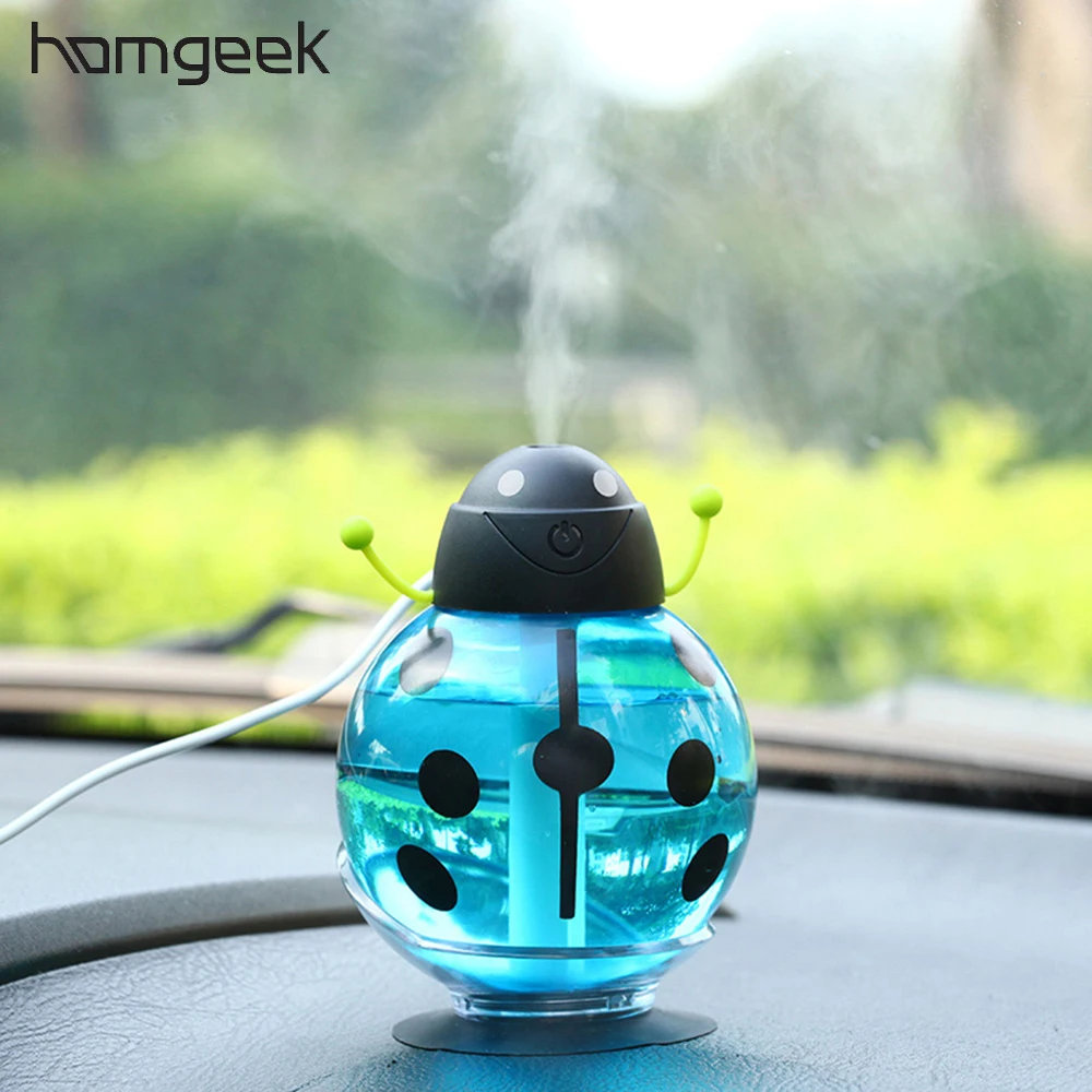 

Homgeek Mini USB Beetles Air Humidifier DC5V Silent Ultrasonic Diffuser Mist Maker with LED Night Light for Home Office Car