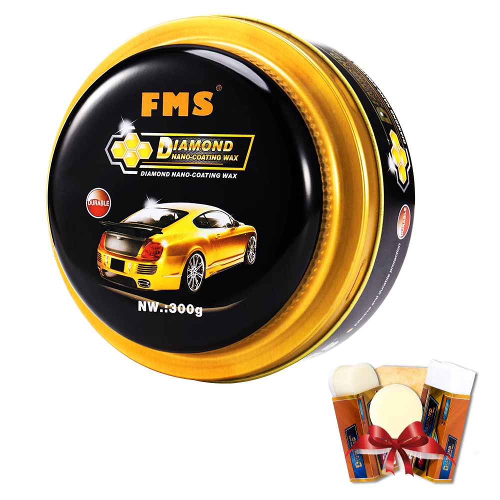 FMS Premium Carnauba Car Wax Crystal Hard Wax Paint Care Scratch Repair Maintenance Wax Paint Surface Coating Free Sponge