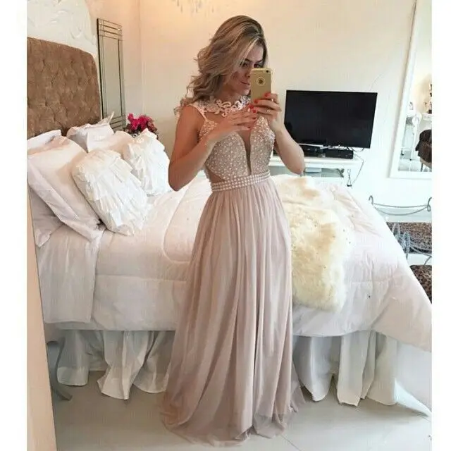 khaki evening gown