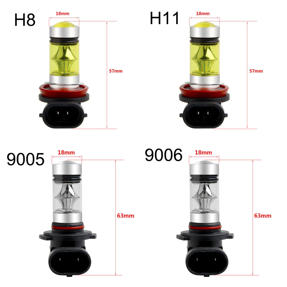 2 шт. H11 H8 светодиодный противотуманный светильник, лампы 9005 HB3 HB4 9006, автомобильный ходовой светильник s 3030 SMD, автомобильная Передняя водительская лампа 12 В 24 в 6000 К, белый, желтый