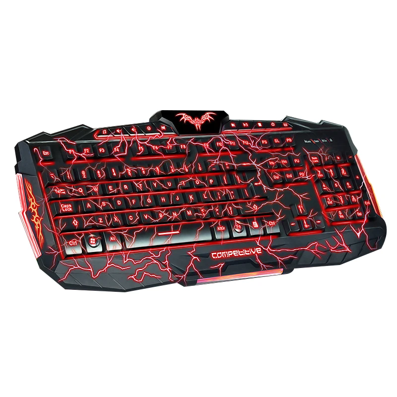 Красочные Подсветка conputer Gaming Keyboard Teclado USB кабель клавиатуры трещины крутая игра
