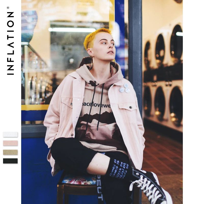 INFLATION 2018 A/F Collection Men Washed Denim Jacket Man Slim Fit Streetwear HipHop Vintage Jacket Brand Clothing 8755W