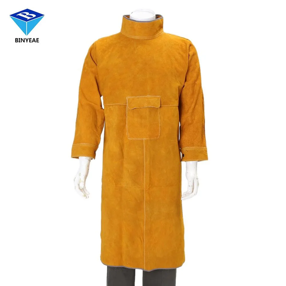 Durable Leather Welding Long Coat Apron Protective Clothing Apparel