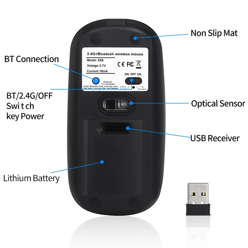 ZGPAX Bluetooth 4,0 и 2,4G Беспроводная Двухрежимная беззвучная mate перезаряжаемая 4 Bottons мышь регулируемая 1600 dpi мыши A30