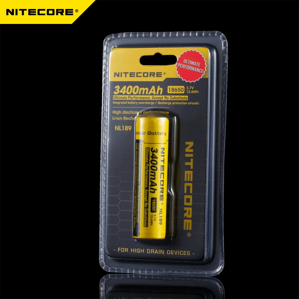 Nitecore NL189/NL1834 18650 3400 мАч 3,7 в литий-ионный аккумулятор с кнопкой сверху для всех типов фонарей 1 штука