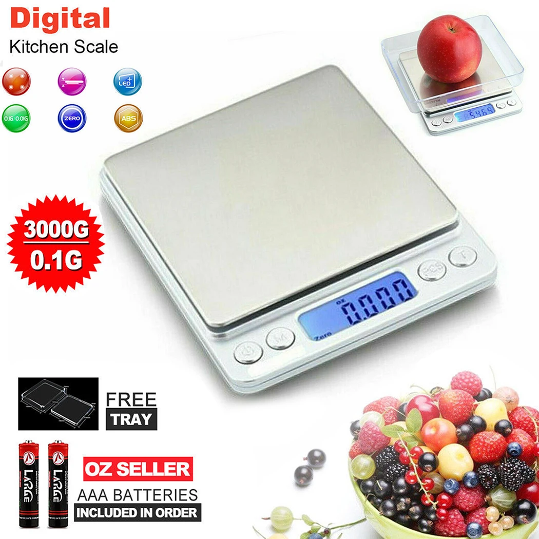 Электронные кухонные весы CAS с точностью 0,1 г(до 3 кг) для взвешивания еды и ювелирных украшений с платформой 20