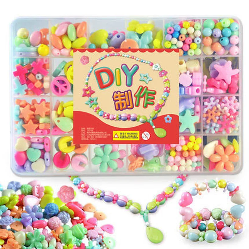 

New Children's Handmade Color String DIY Pop Beaded Cordless Necklace Girl Wearing Beads Educational Toys