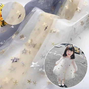 

Width 130cm 5M/lot Lace Hand-Embroidery Sewing Snow Star Lace African Lace Fabric Trim Warp Knitting DIY Accessories Decoration