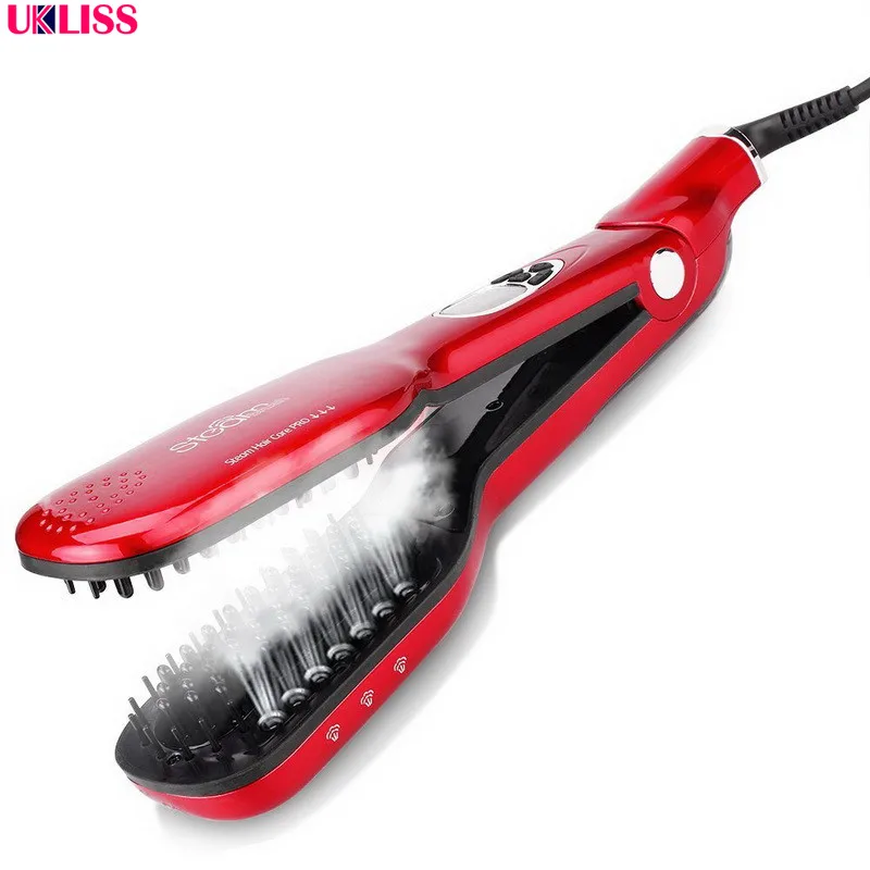 

LCD Heating Electric Ionic Fast Safe Hair Straightener Anti static Ceramic Straightening Brush Comb hair straightener brand
