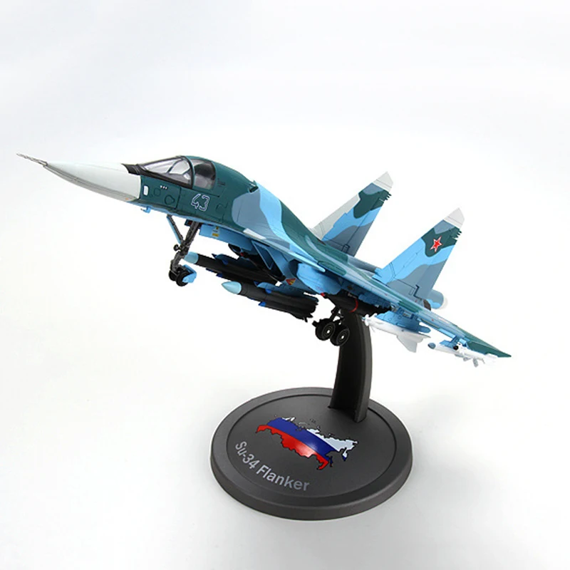 Детские игрушки 1/72 Sukhoi Su-34 Su34 модель самолета Утконос модель бомбардировщика статическая игрушка из сплава su34 модель самолета ВВС коллекция