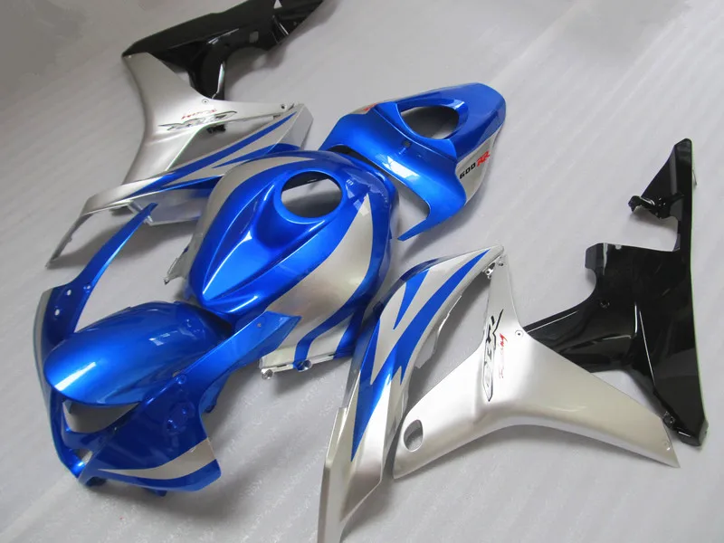 Инъекции формованных, пригодный для Honda CBR600RR 07 08 Синий Серебряный Черный обтекатели комплект CBR600RR 2007 2008 BY24