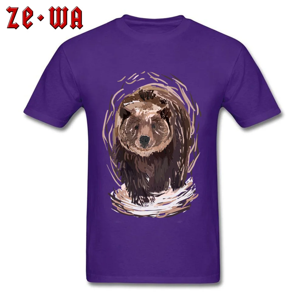 calm bears Classic Normal Top T-shirts Round Neck 100% Cotton Short Sleeve Tops Shirt for Men T Shirts April FOOL DAY calm bears purple