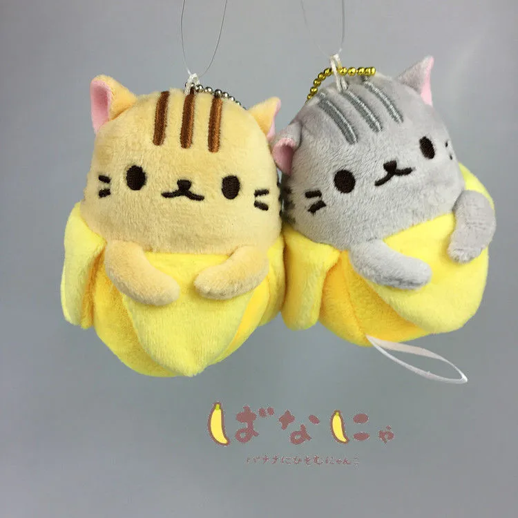 Банан кошка плюшевая кукла Bananya аниме игрушка животные Bonecas 9 см Plushie Брелок Детские куклы для детей подарок на день рождения