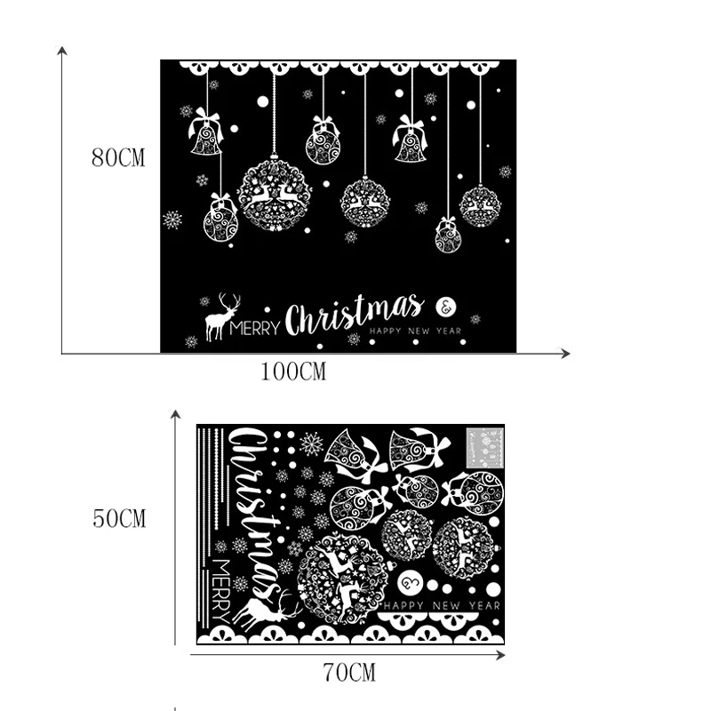 Стеклянные Настенные стикеры снежинки Рождественские украшения для дома Санты фрески олень витринные наклейки Украшенные год