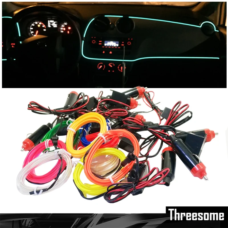 

SRXTZM 1M Atmosphere Lamps Car Interior Light Ambient Light Cold Light Line Decorative Dashboard Console Door Car Styling Light