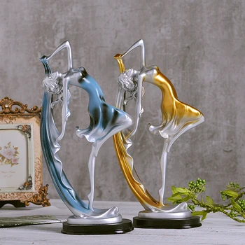 

Gradient blue gold resin dancers crafts people ornaments Home Decor art character statue figurines room decorations accessories