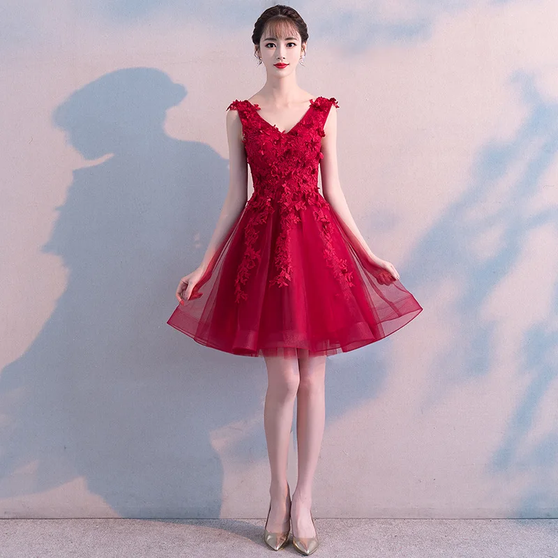 

Stylish Slim Sexy Lace V Neck Flower Evening Party GownFull Length Gowns Improved Qipao Wedding Dress size S-XXL