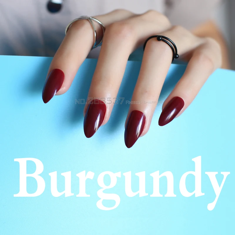 24pcs Fake Nails Chocolate Brown False Nails Stiletto Nails Tips Vampire Deep Red Diy Nail Art Burgund Full Cover Tips Jd15 Stiletto Nail Tips Nail Tipsnails Stiletto Aliexpress