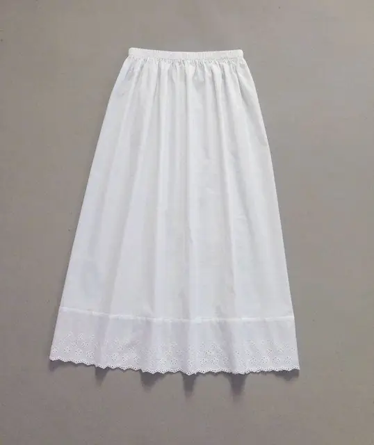 Female 100 cotton slip basic half length skirt lace embroidery half