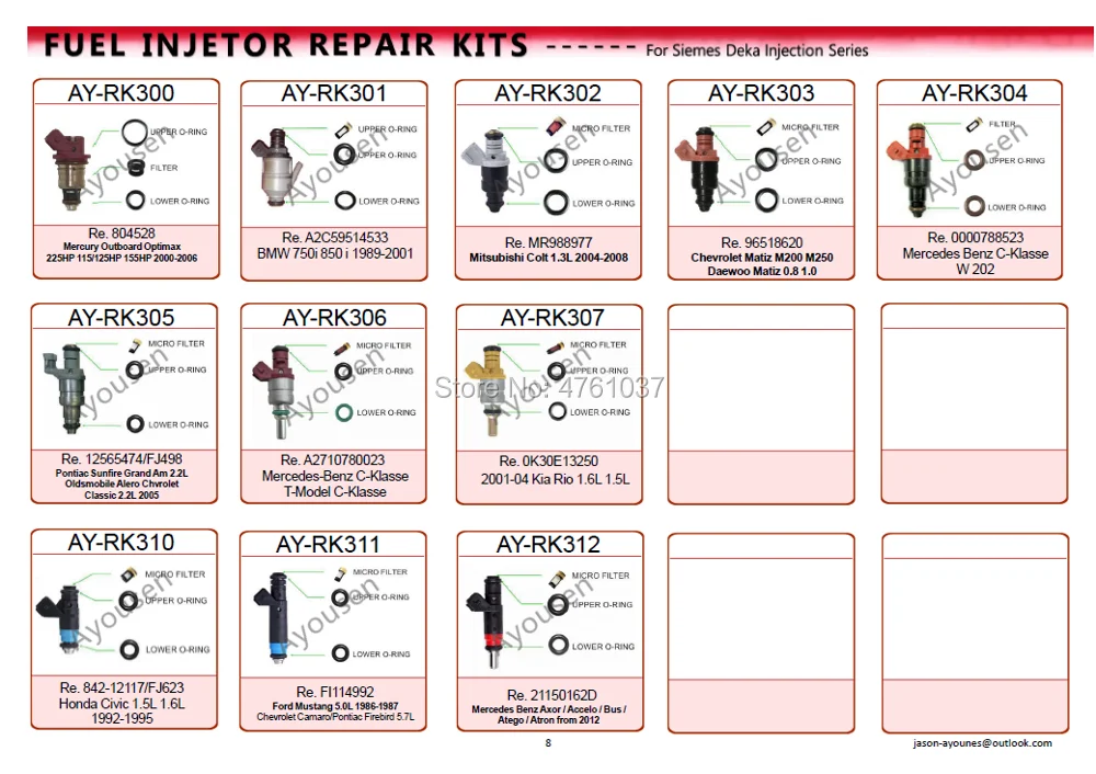 6 комплектов топливный инжектор Ремонтный комплект для Ford Audi Замена автомобиля для AY-RK002