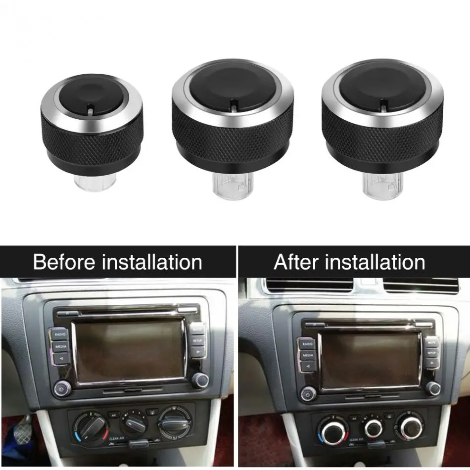 

3pcs Car Air-Condition Control Panel Switch Knob for VW GOLF 5 MK5 2006 2007 2008 2009 Air Conditioning Heat Control Switch