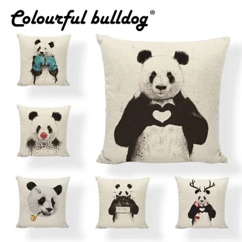 

Dropshipping Cartoon Cute Panda Cushion Cover Chic Boxing Gloves 45*45Cm Pipe Swing Home Car Decorate Christmas Hat Pillowcase