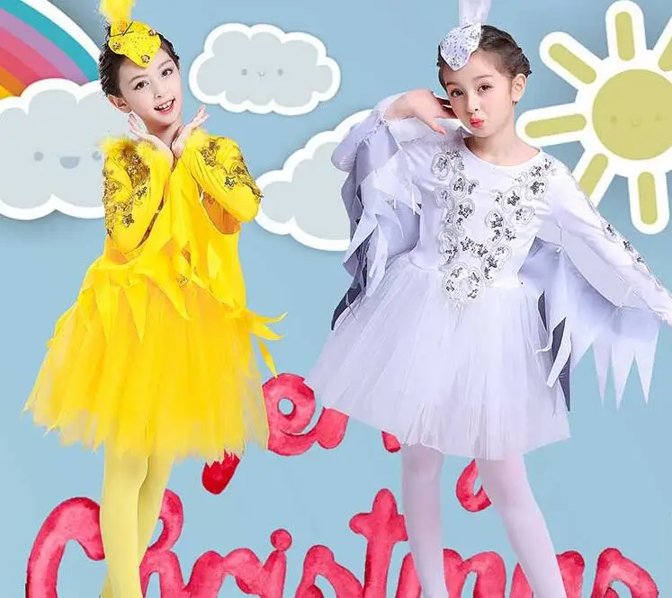 

Children Dance Costumes Modern Dance Animal Characters Costumes Halloween Birds Clothing Sparrows Magpie Performance clothing