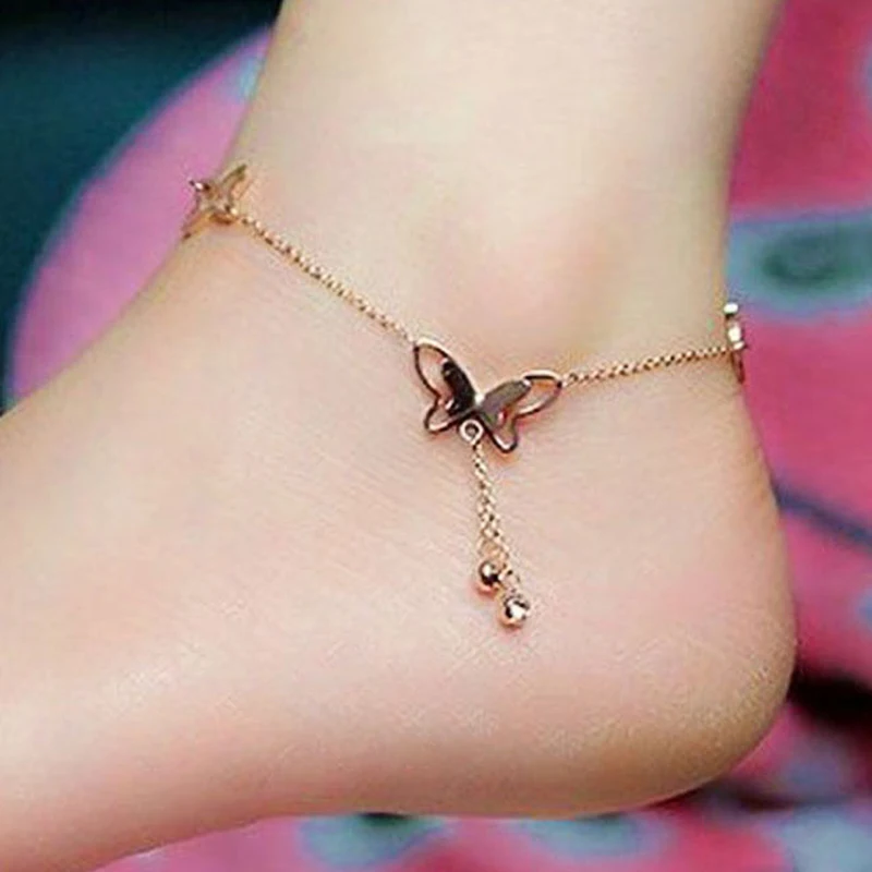 

1 Pcs Summer Butterfly Beads Anklet Foot Chain Ankle Snow Bracelet Charm Crystal Anklet Tassel Beach Vintage Foot Jewelry Gift