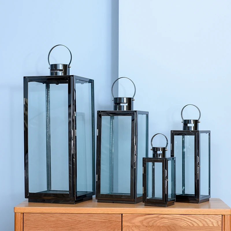 

European Style Wind Wrought Iron Retro Candle Holder Wedding Centerpieces Christmas Metal Stainless Steel Glass Candleholder