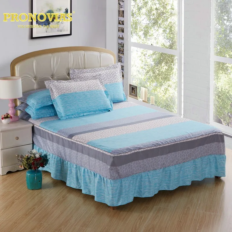 

summer fashion modern stripes bed skirt pillow cases 3pcs sheet set/double/full/twin size