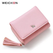 WEICHEN Tassels Zipper&Hasp Women Wallet For Coin Card Cash Invoice Fashion Lady Small Purse Short Solid Female Clutch Carteras