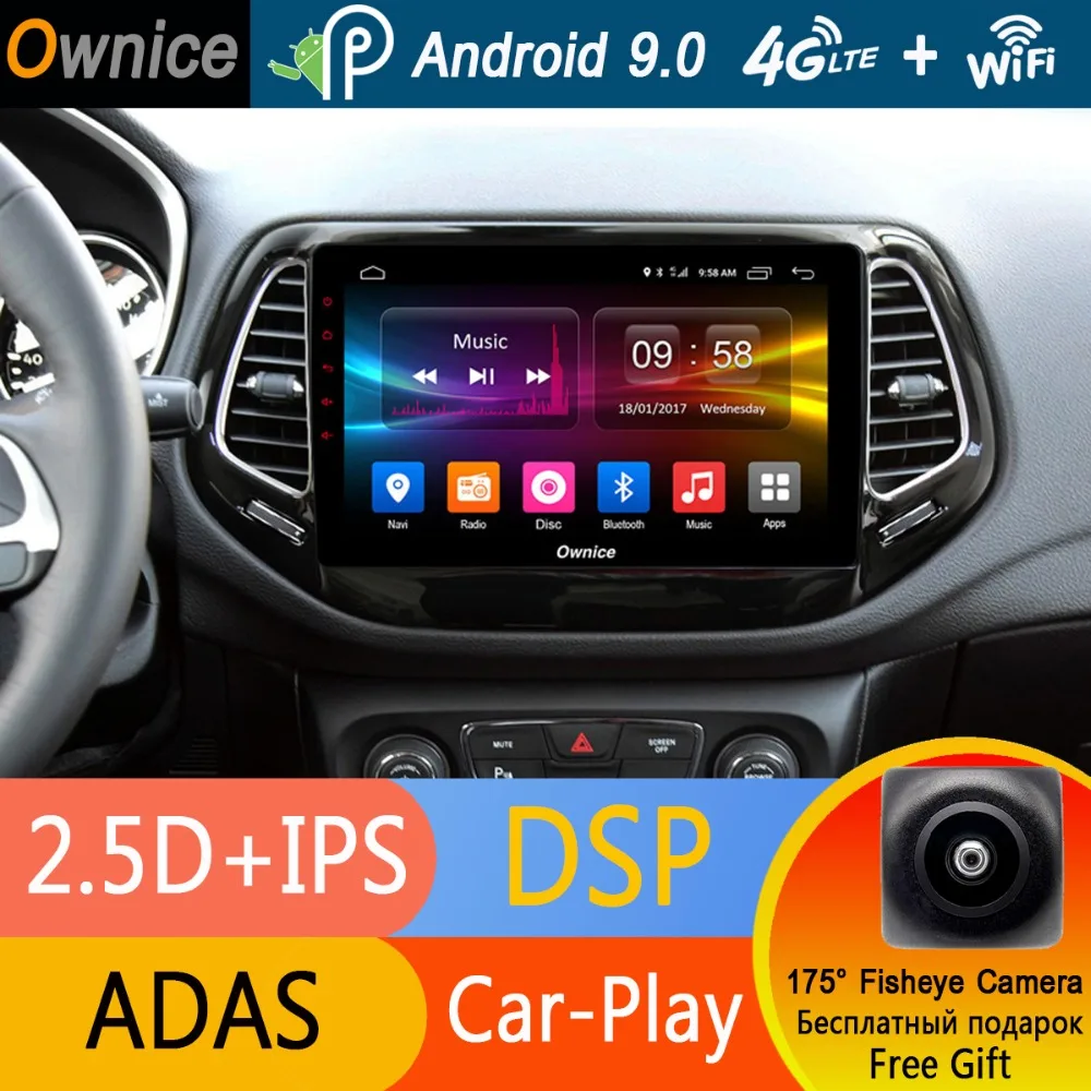 

10.1" IPS Android 9.0 Octa 8 Core 4GB+32GB Car DVD Player For Jeep Compass 2017 2018 2019 GPS Radio Stereo Audio DSP CarPlay