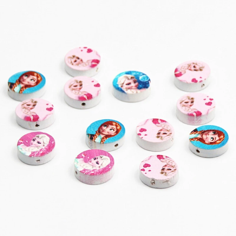 

DIY For kid jewelry Making 20PCS 20mm Multicolor Wooden Beads lovely Snow Gril Pattern Creative handmade Wood Beads
