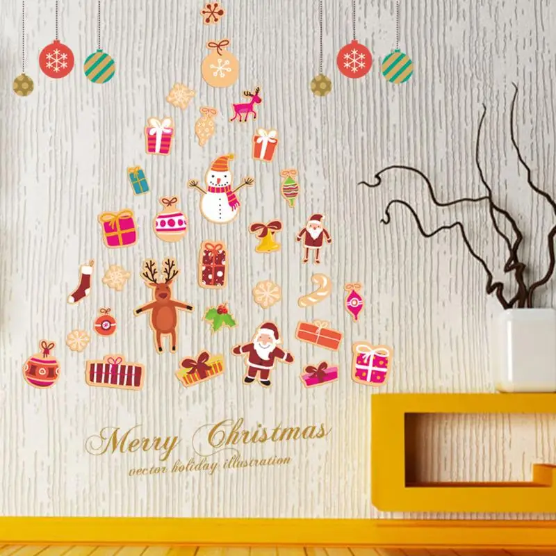 Счастливого Рождества Съемные Наклейки на стены «сделай сам» магазин наклейки на окна Natal рождественские украшения для дома Natal Новогоднее украшение